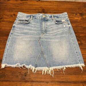 LOFT Denim Frayed Hem Skirt